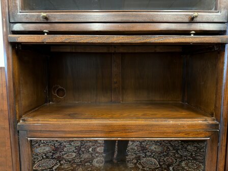 Klassiek-Oud-Antiek-Engels-Antiek-Vintage-Chesterfield-Globe-Wernicke-Boekenkast-Kast