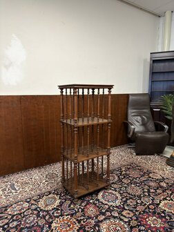 Klassiek-Oud-Antiek-Engels-Antiek-Vintage-Chesterfield-Boekenmolen-Boekenrek-Boekenkast