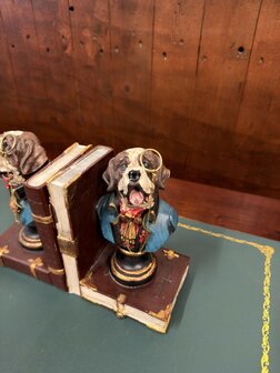 Klassiek-Engels-Vintage-Antiek-Oud-Chesterfield-Boxer-Boekensteun-Boeken-Steun