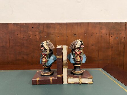 Klassiek-Engels-Vintage-Antiek-Oud-Chesterfield-Boxer-Boekensteun-Boeken-Steun