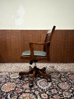 Klassiek-Antiek-Oud-Chesterfield-Engels-Vintage-Bureaustoel-Stoel-President-Chair