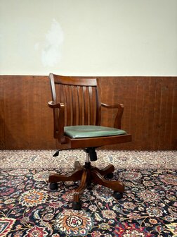 Klassiek-Antiek-Oud-Chesterfield-Engels-Vintage-Bureaustoel-Stoel-President-Chair