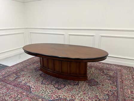 Set-Klassiek-Antiek-Oud-Engels-Chesterfield-Vintage-Art-Deco-Vergadertafel-Conferentietafel-Tafel