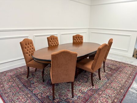 Set-Klassiek-Antiek-Oud-Engels-Chesterfield-Vintage-Set-Stoelen-Eetkamerstoelen