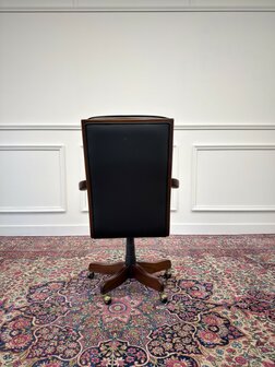 Klassiek-Antiek-Oud-Engels-Chesterfield-Set-Vintage-Heldense-Exclusive-Bureaustoel-President-Chair-Zwart