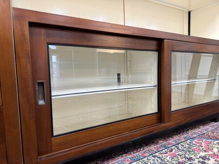 Klassiek-Antiek-Oud-Engels-Chesterfield-Vintage-Art-Deco-Boekenkast-Bibliotheekkast-Kast-met-Ladder-Trap