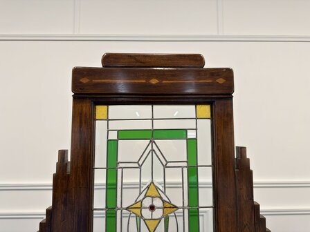 Klassiek-Engels-Oud-Antiek-Vintage-Chesterfield-Mahonie-Kamerscherm-Room-Divider-Glas-In-Lood