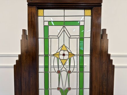 Klassiek-Engels-Oud-Antiek-Vintage-Chesterfield-Mahonie-Kamerscherm-Room-Divider-Glas-In-Lood