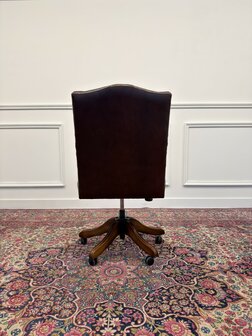 Klassiek-Engels-Oud-Antiek-Vintage-Chesterfield-Bureaustoel-President-Chair-Oxblood-Leder