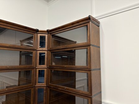 Klassiek-Engels-Oud-Antiek-Vintage-Chesterfield-Globe-Wernicke-Stijl-Boekenkast-Hoekkast-Bibliotheekkast