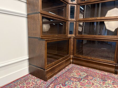 Klassiek-Engels-Oud-Antiek-Vintage-Chesterfield-Globe-Wernicke-Stijl-Boekenkast-Hoekkast-Bibliotheekkast