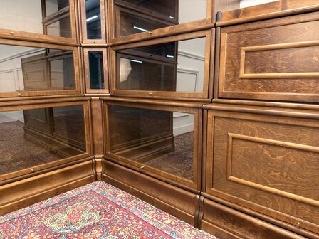 Klassiek-Engels-Oud-Antiek-Vintage-Chesterfield-Globe-Wernicke-Stijl-Boekenkast-Hoekkast-Bibliotheekkast