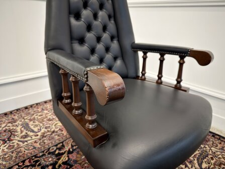 Klassischer englischer Chesterfield B&uuml;rostuhl schwarz #2