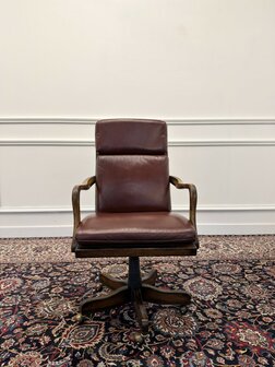 Klassiek-Engels-Antiek-Oud-Chesterfield-Vintage-Bureaustoel-President-Chair-Bordeaux-Leder