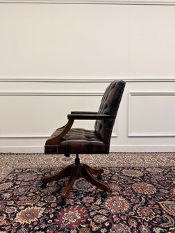 Klassiek-Engels-Antiek-Oud-Chesterfield-Vintage-Bureaustoel-President-Chair-Oxblood-Bruin-Leder