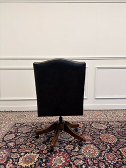Klassiek-Engels-Antiek-Oud-Chesterfield-Vintage-Bureaustoel-President-Chair-Oxblood-Bruin-Leder
