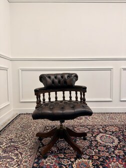 Klassiek-Engels-Antiek-Oud-Chesterfield-Vintage-Bureaustoel-President-Chair-Oxblood-Rood-Leder