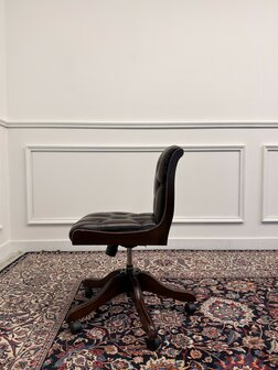 Klassiek-Engels-Antiek-Oud-Chesterfield-Vintage-Bureaustoel-President-Chair-Bruin-Leder