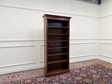 Klassiek-Engels-Antiek-Oud-Vintage-Open-Boekenkast-Kast