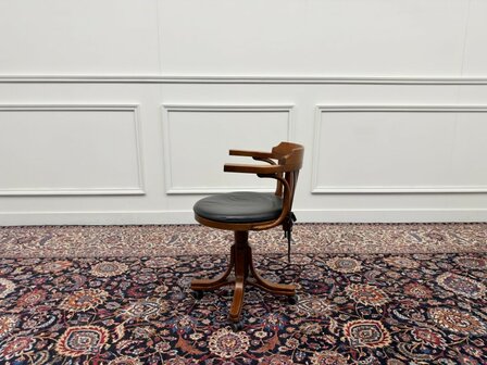 Klassiek-Engels-Antiek-Oud-Vintage-Chesterfield-Thonet-Bureaustoel-Desk-Chair