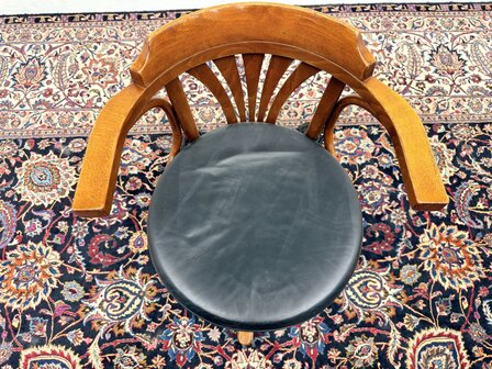 Klassiek-Engels-Antiek-Oud-Vintage-Chesterfield-Thonet-Bureaustoel-Desk-Chair