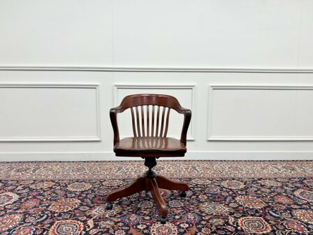 Klassiek-Engels-Antiek-Oud-Vintage-Chesterfield-Amerikaanse-Bureaustoel-Desk-Chair