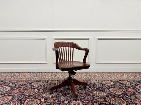 Klassiek-Engels-Antiek-Oud-Vintage-Chesterfield-Amerikaanse-Bureaustoel-Desk-Chair