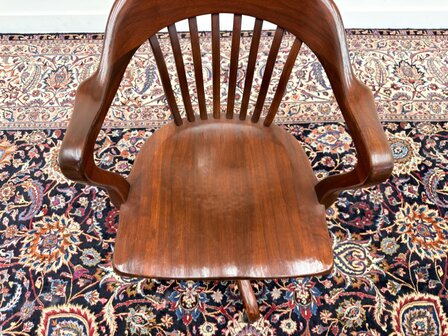 Klassiek-Engels-Antiek-Oud-Vintage-Chesterfield-Amerikaanse-Bureaustoel-Desk-Chair