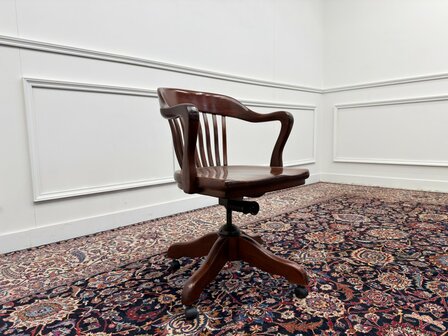 Klassiek-Engels-Antiek-Oud-Vintage-Chesterfield-Amerikaanse-Bureaustoel-Desk-Chair
