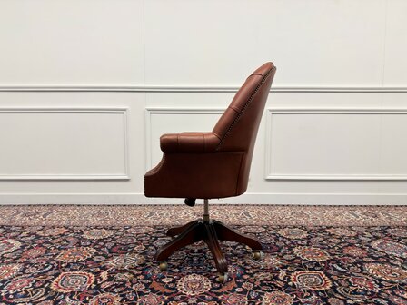Klassiek-Engels-Oud-Antiek-Vintage-Wade-Chesterfield-Bureaustoel-Director-Chair