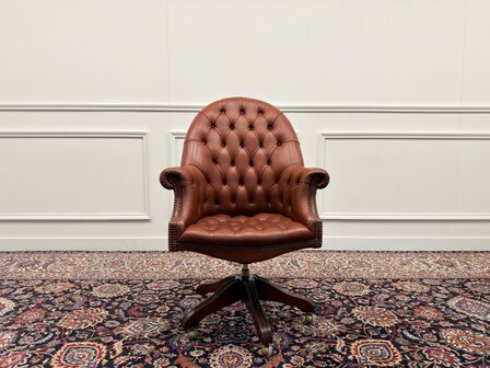 Klassiek-Engels-Oud-Antiek-Vintage-Wade-Chesterfield-Bureaustoel-Director-Chair