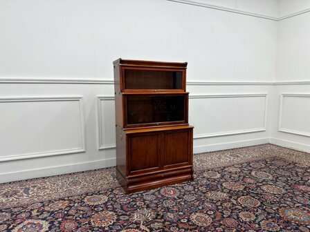 Klassiek-Engels-Oud-Antiek-Chesterfield-Vintage-Originele-Globe-Wernicke-Bokenkast-Kast