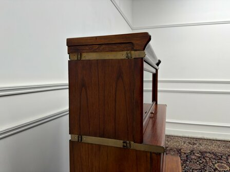 Klassiek-Engels-Oud-Antiek-Chesterfield-Vintage-Originele-Globe-Wernicke-Bokenkast-Kast