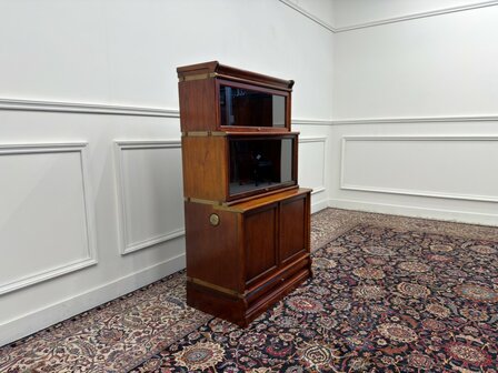 Klassiek-Engels-Oud-Antiek-Chesterfield-Vintage-Originele-Globe-Wernicke-Bokenkast-Kast