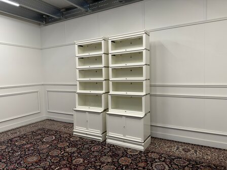Klassiek-Antiek-Engels-Oud-Chesterfield-Originele-Globe-Wernicke-Boekenkast-Bibliotheekkast-Kast-Wit