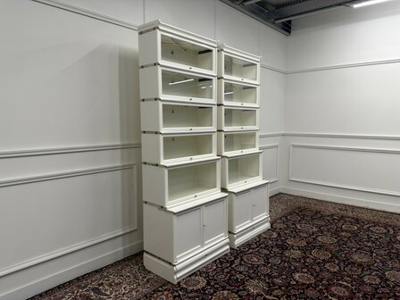 Klassiek-Antiek-Engels-Oud-Chesterfield-Originele-Globe-Wernicke-Boekenkast-Bibliotheekkast-Kast-Wit