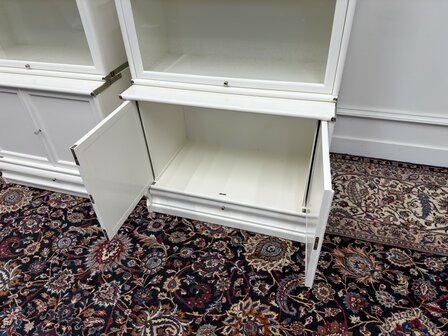 Klassiek-Antiek-Engels-Oud-Chesterfield-Originele-Globe-Wernicke-Boekenkast-Bibliotheekkast-Kast-Wit