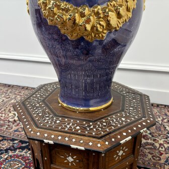 Antique French table lamp vase with gold ornaments