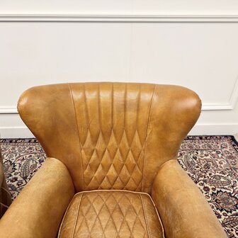 Klassiek-Engels-Antiek-Oud-Chesterfield-Aviator-Fauteuils-Schaapleder-Set