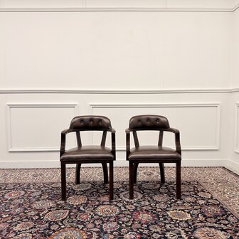 Set-Klassiek-Antiek-Engels-Oud-Chesterfield-Bureaustoel-Desk-President-Chair-Oxblood-Leder