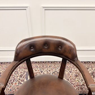 Set-Klassiek-Antiek-Engels-Oud-Chesterfield-Bureaustoel-Desk-President-Chair-Oxblood-Leder