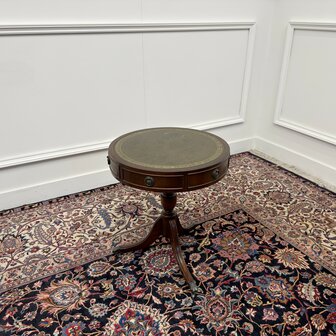 Klassiek-Oud-Antiek-Engels-Chesterfield-Vintage-Sidetable-Side-Table-Drumtafel-Bijzettafel