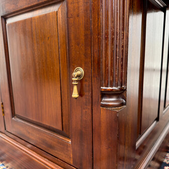 Klassiek-Engels-Oud-Antiek-Vintage-Chesterfield-Bureau-Desk-Groen-Leder