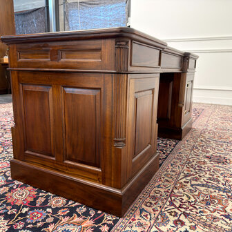 Klassiek-Engels-Oud-Antiek-Vintage-Chesterfield-Bureau-Desk-Groen-Leder