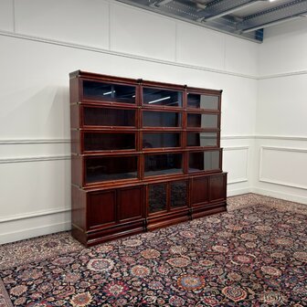 Klassiek-Antiek-Engels-Oud-Vintage-Chesterfield-Globe-Wernicke-Stijl-Boekenkast-Bibliotheekkast-Kast