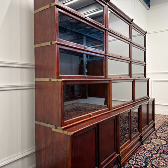 Klassiek-Antiek-Engels-Oud-Vintage-Chesterfield-Globe-Wernicke-Stijl-Boekenkast-Bibliotheekkast-Kast