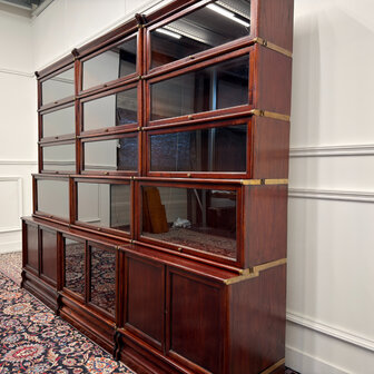 Klassiek-Antiek-Engels-Oud-Vintage-Chesterfield-Globe-Wernicke-Stijl-Boekenkast-Bibliotheekkast-Kast