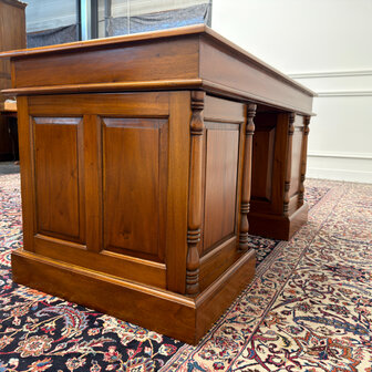 Klassiek-Engels-Antiek-Oud-Vintage-Chesterfield-Bureau-Desk-Bruin-Leder