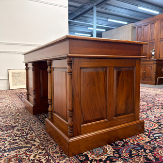 Klassiek-Engels-Antiek-Oud-Vintage-Chesterfield-Bureau-Desk-Bruin-Leder