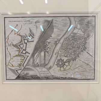 Prent-Belegering-Antwerpen-Plan-des-Attaques-d'Anvers-en-1746